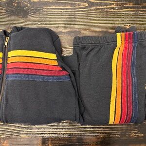 Aviator Nation 5 Stripe Sweatpants & Zip-Up Hoodie. Size 14 [Youth].
